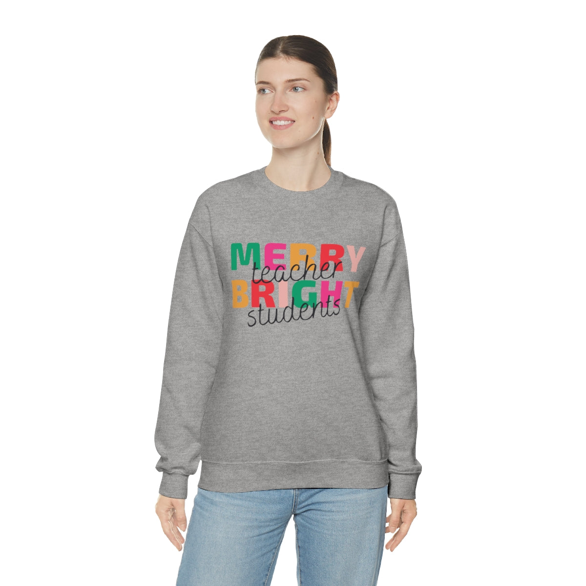 Merry Teacher Bright Students Unisex Heavy Blend™ Crewneck Sweatshirt