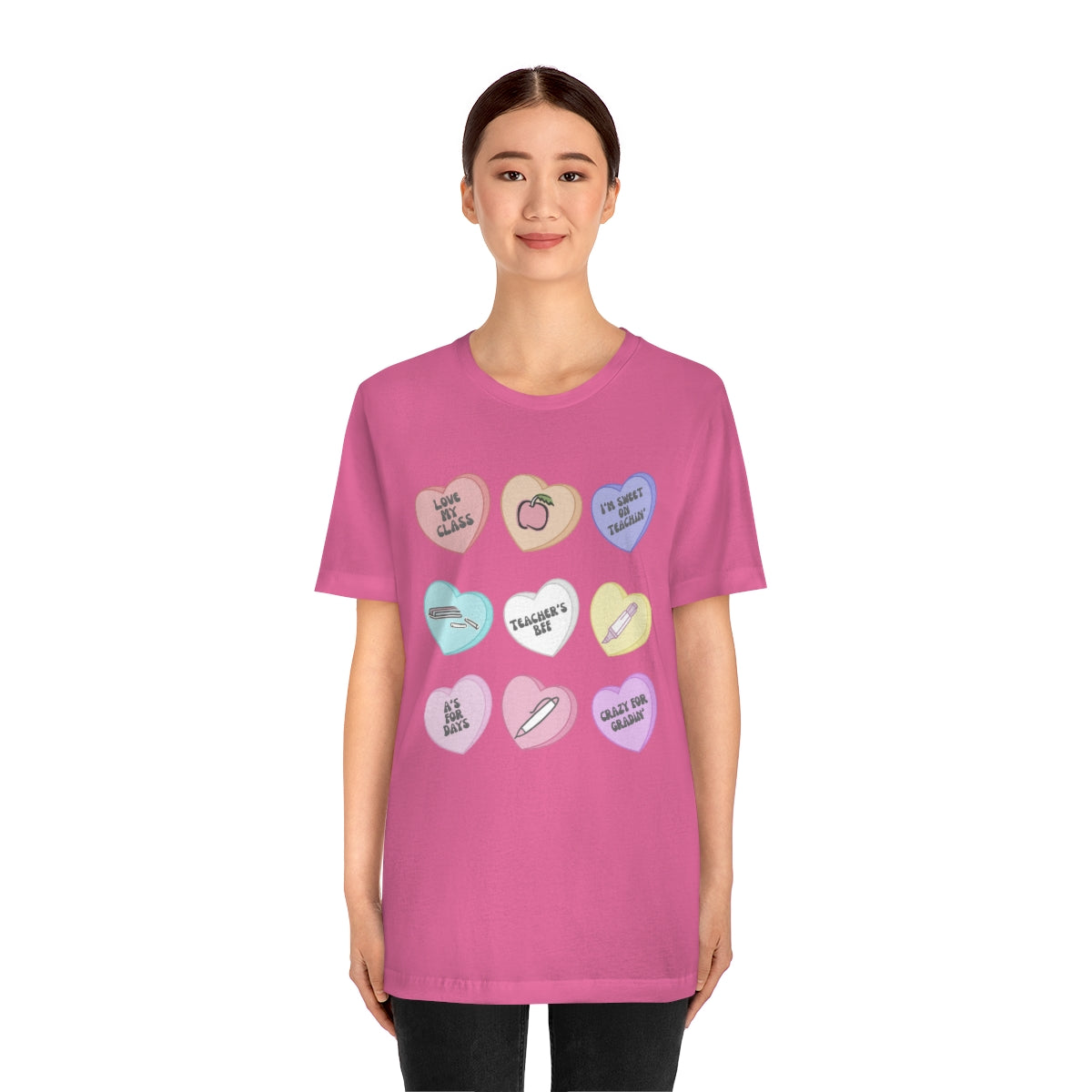 Teacher Conversation Hearts Unisex Jersey Short Sleeve Tee