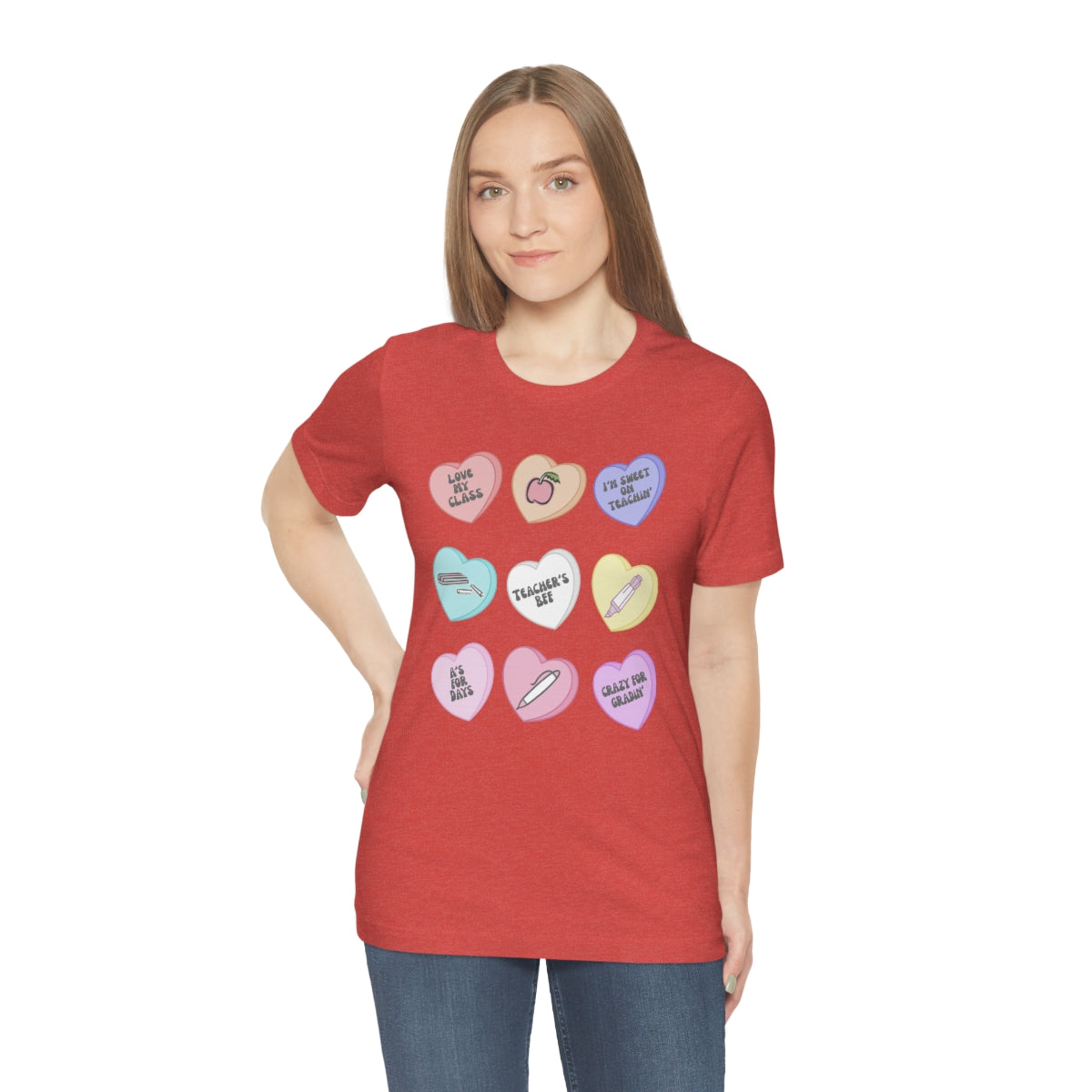 Teacher Conversation Hearts Unisex Jersey Short Sleeve Tee