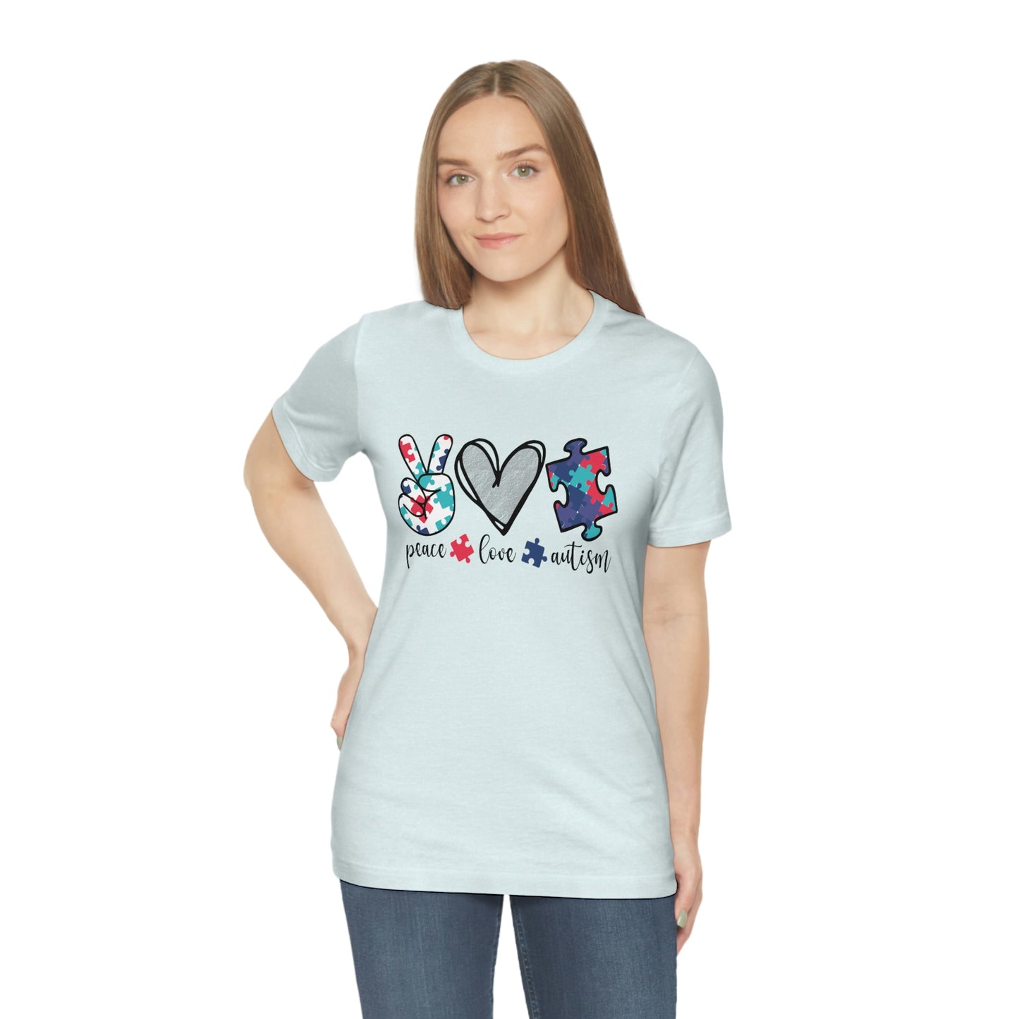 Peace Love Autism Unisex Jersey Short Sleeve Tee