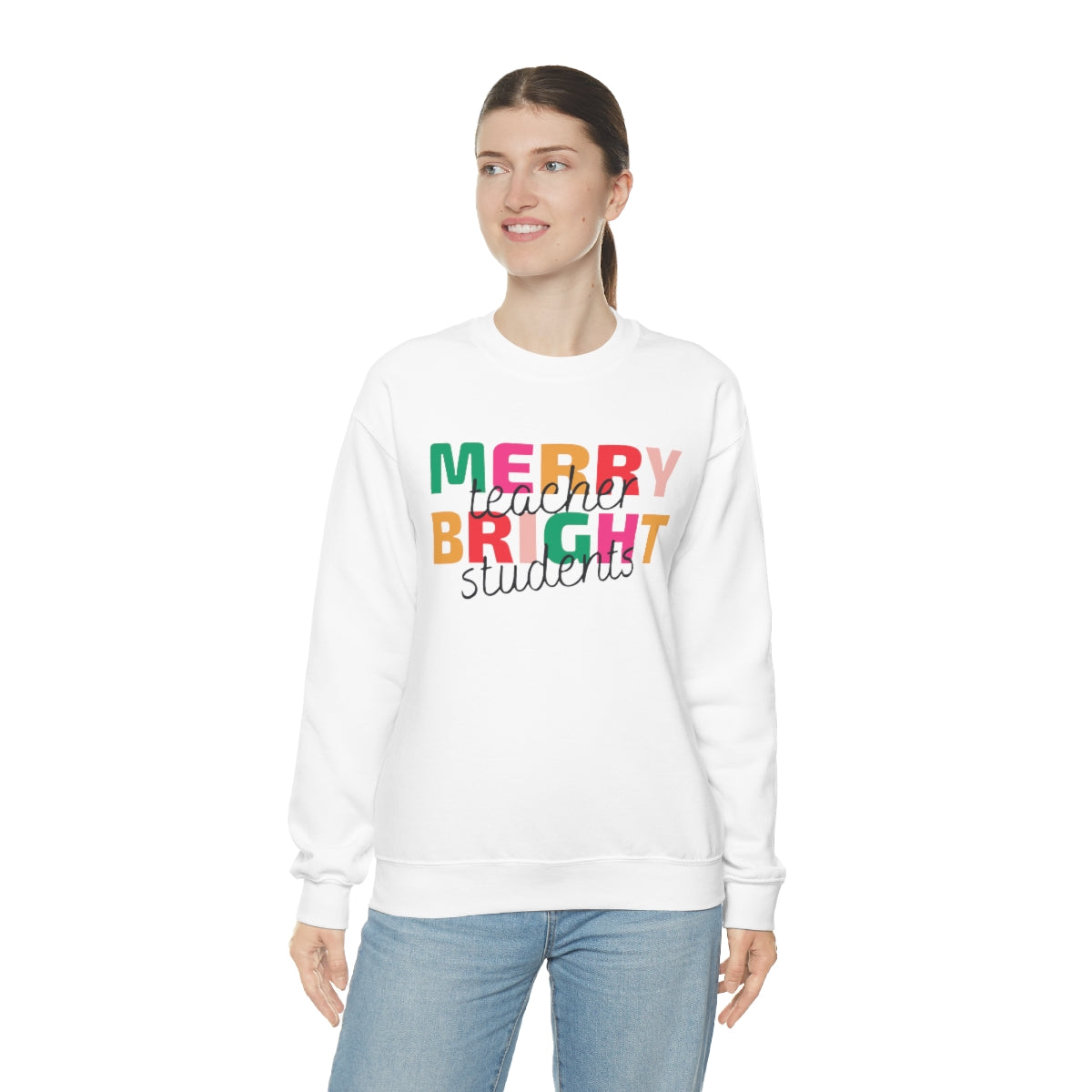 Merry Teacher Bright Students Unisex Heavy Blend™ Crewneck Sweatshirt