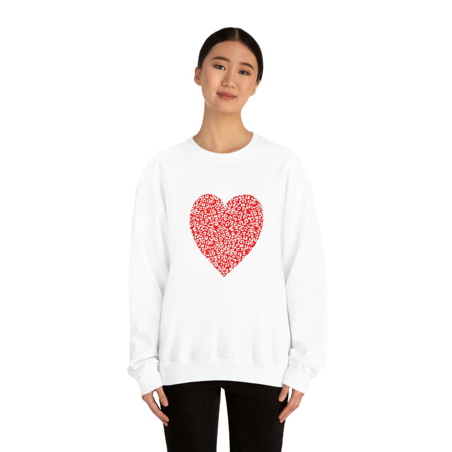 Leopard Heart Print Unisex Heavy Blend™ Crewneck Sweatshirt