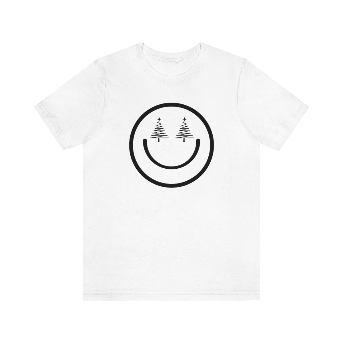 Smiley Face Holiday Trees Unisex Jersey Short Sleeve Tee