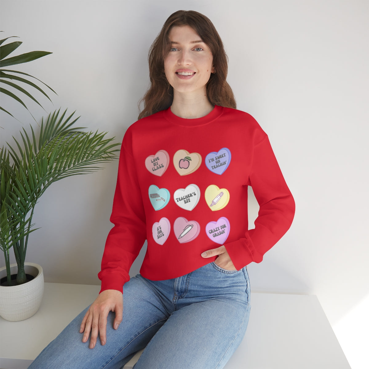 Teacher Conversation Hearts Unisex Heavy Blend™ Crewneck Sweatshirt