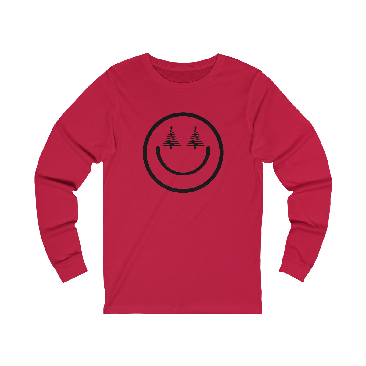 Smiley Face Holiday Trees Unisex Jersey Long Sleeve Tee