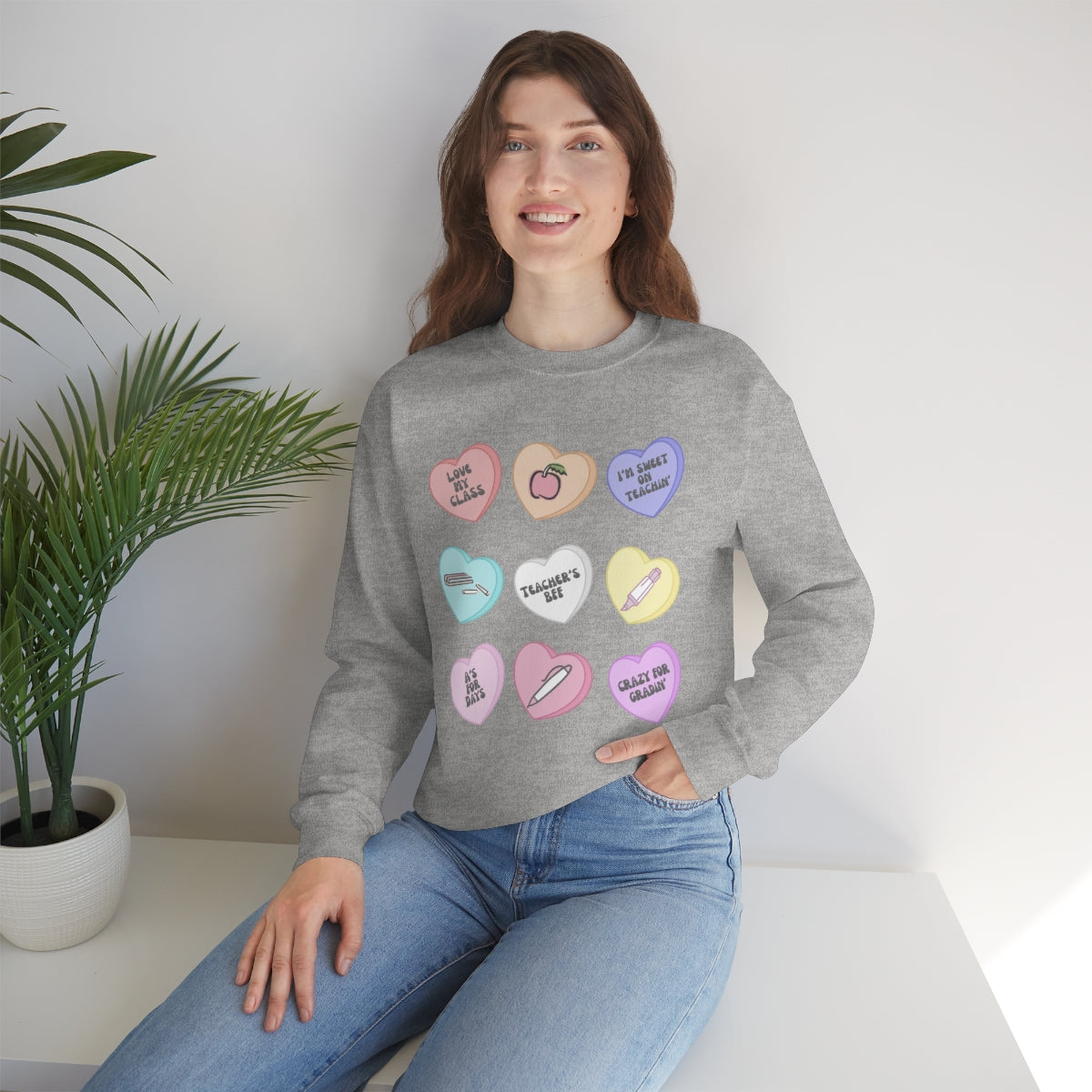 Teacher Conversation Hearts Unisex Heavy Blend™ Crewneck Sweatshirt