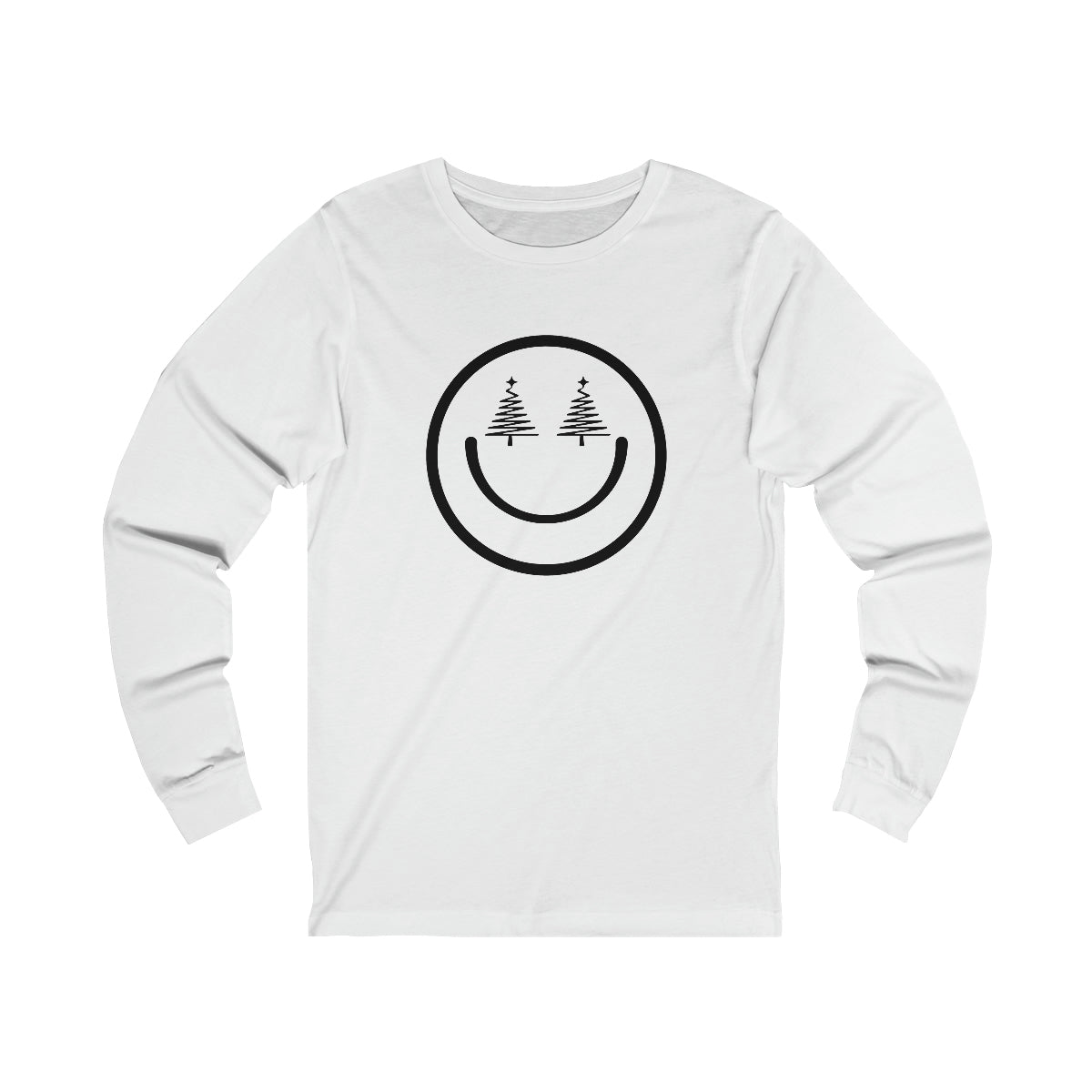 Smiley Face Holiday Trees Unisex Jersey Long Sleeve Tee