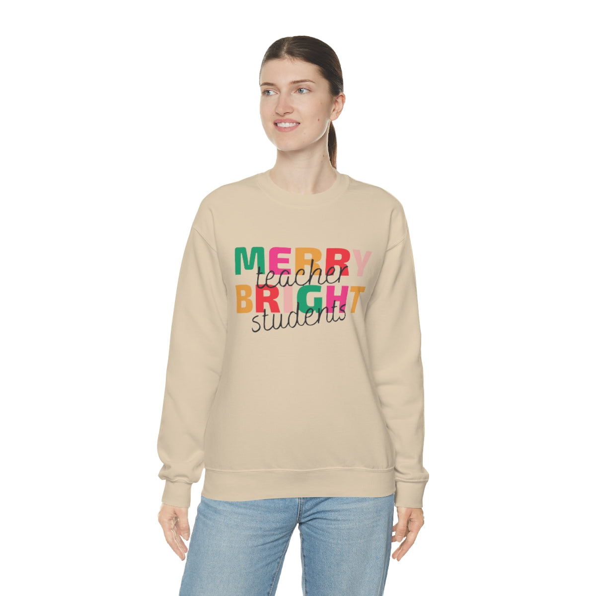 Merry Teacher Bright Students Unisex Heavy Blend™ Crewneck Sweatshirt