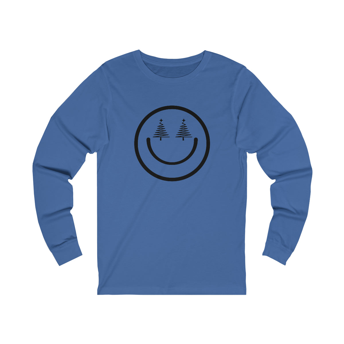 Smiley Face Holiday Trees Unisex Jersey Long Sleeve Tee