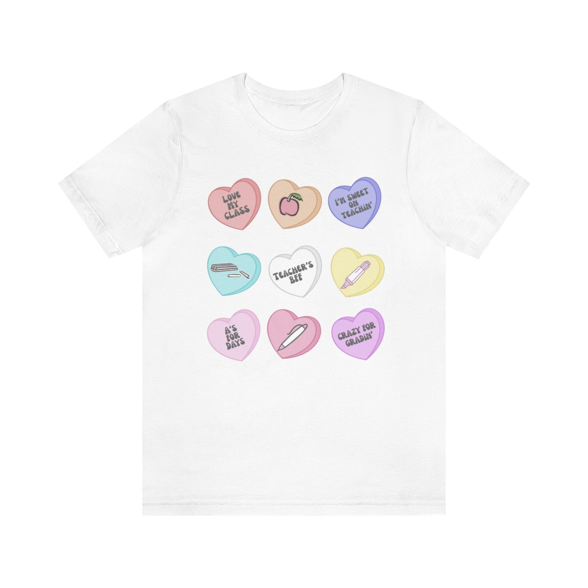 Teacher Conversation Hearts Unisex Jersey Short Sleeve Tee