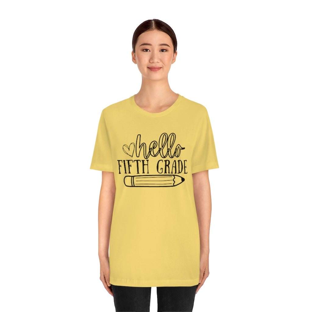 Hello Fifth Grade Unisex Jersey Short Sleeve Tee