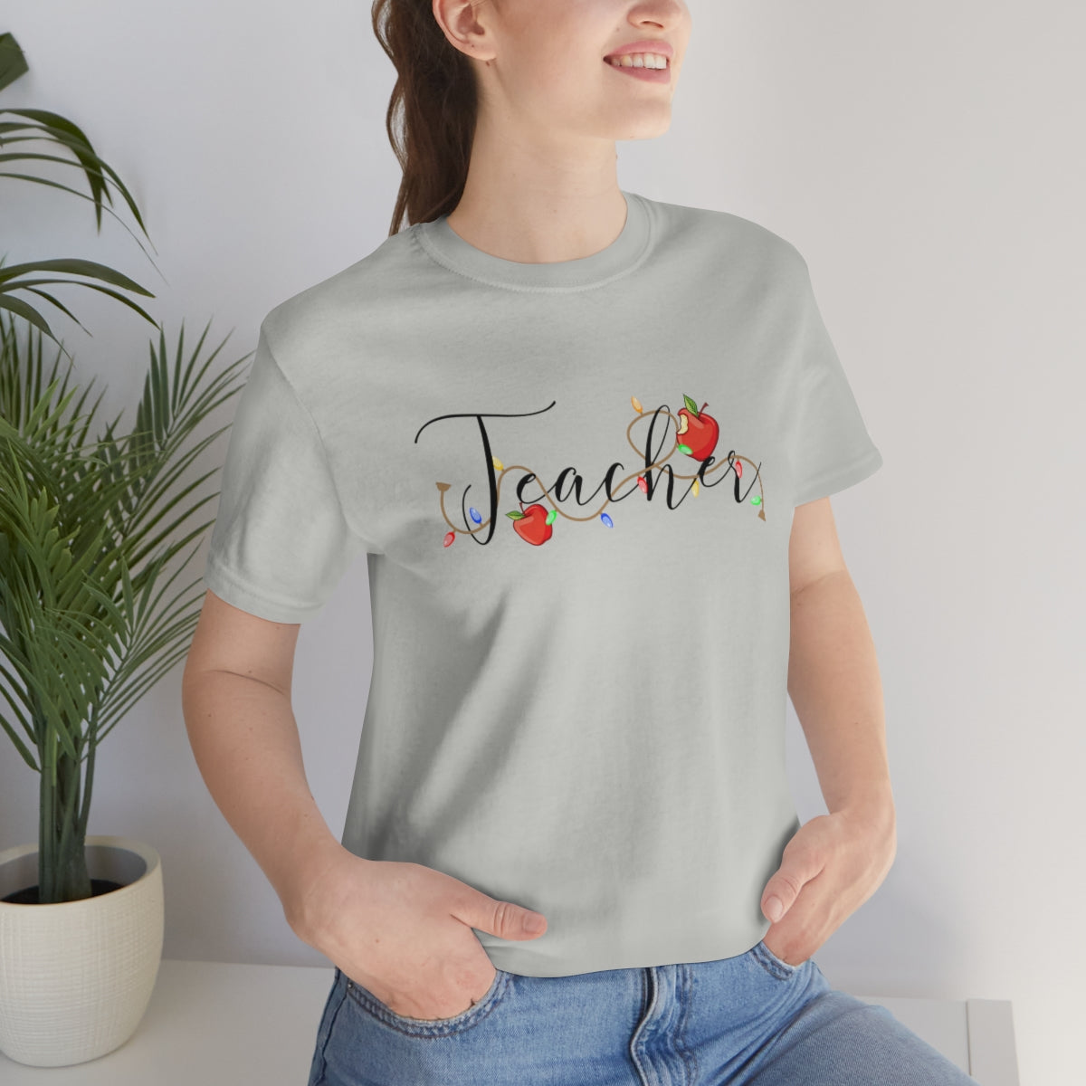 Holiday Lights Teacher Unisex Jersey Short Sleeve Tee