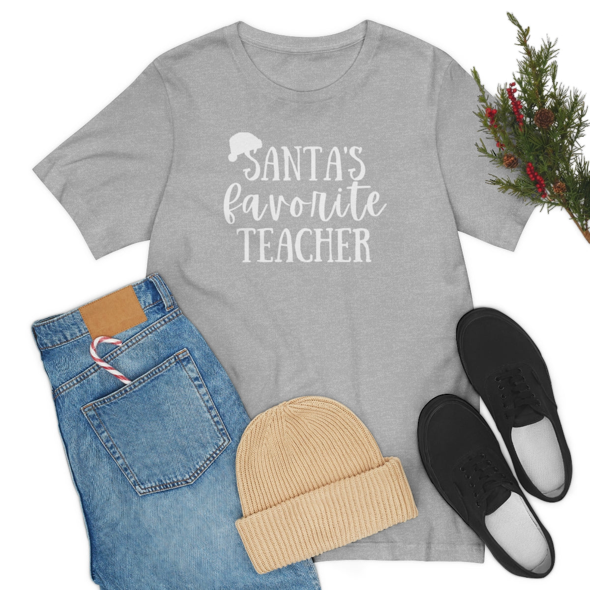 Santa's Favorite Teacher Unisex Jersey Short Sleeve Tee