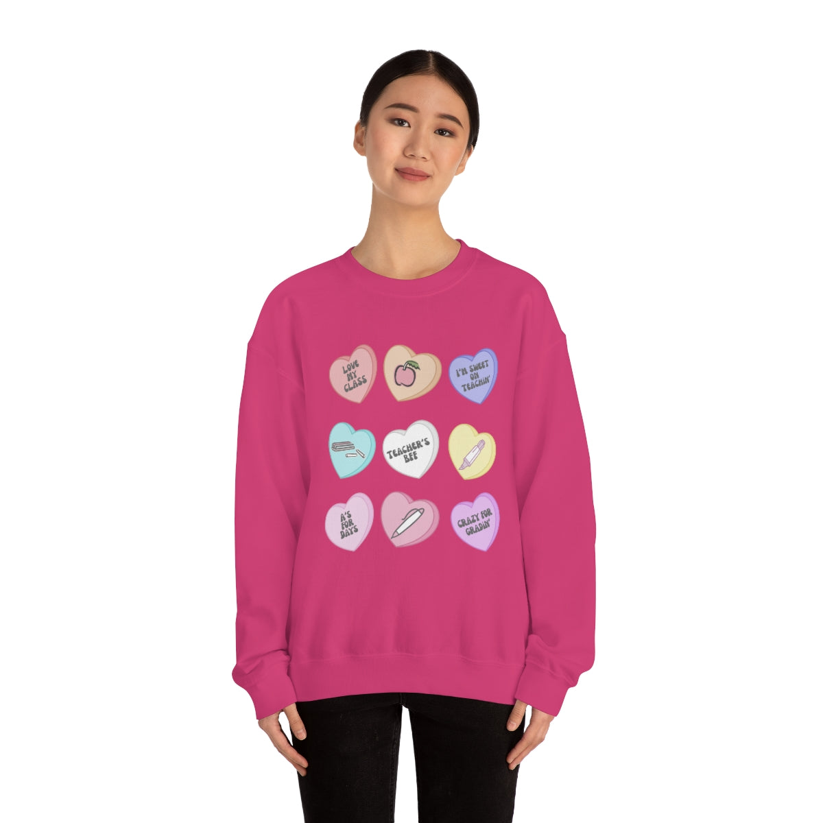 Teacher Conversation Hearts Unisex Heavy Blend™ Crewneck Sweatshirt