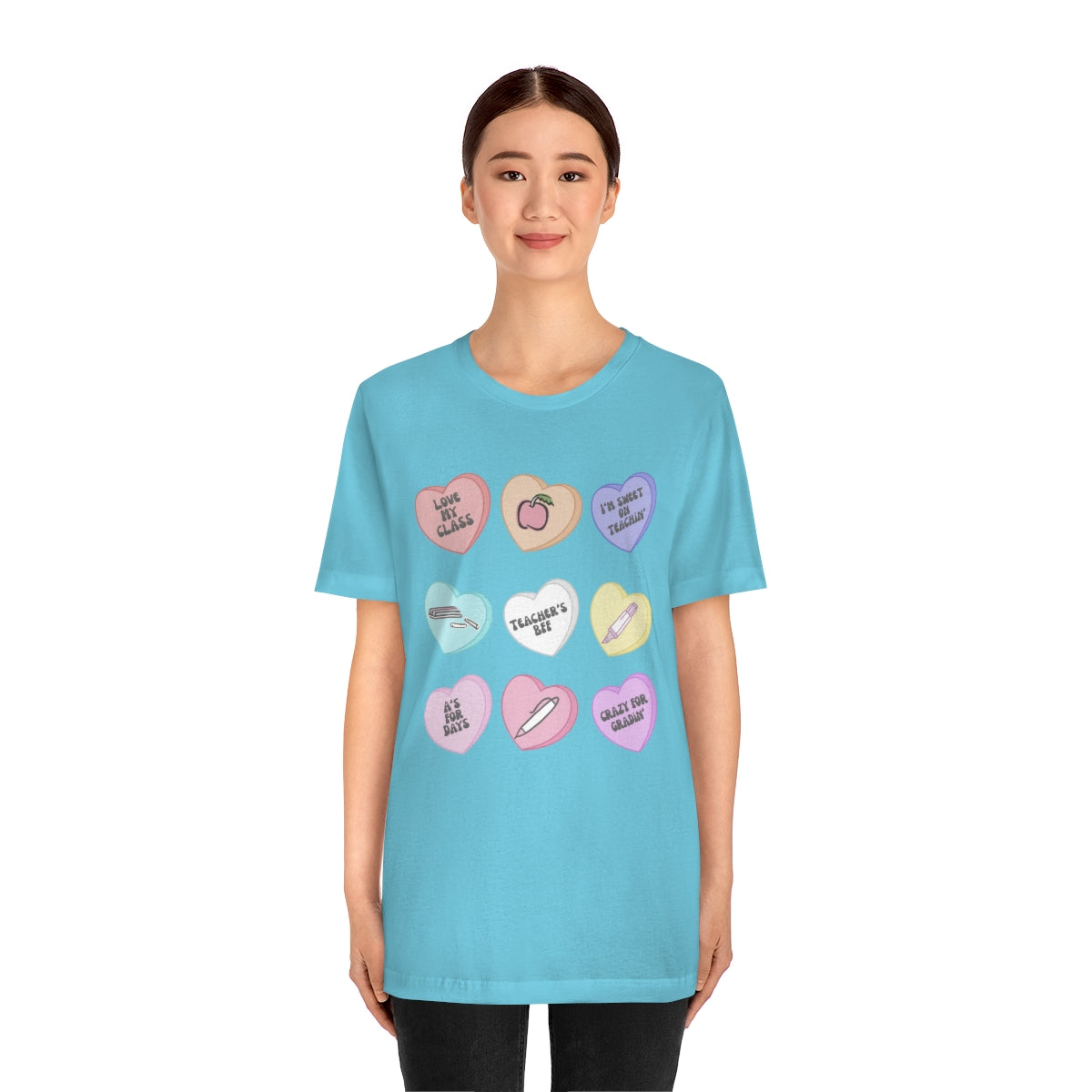 Teacher Conversation Hearts Unisex Jersey Short Sleeve Tee