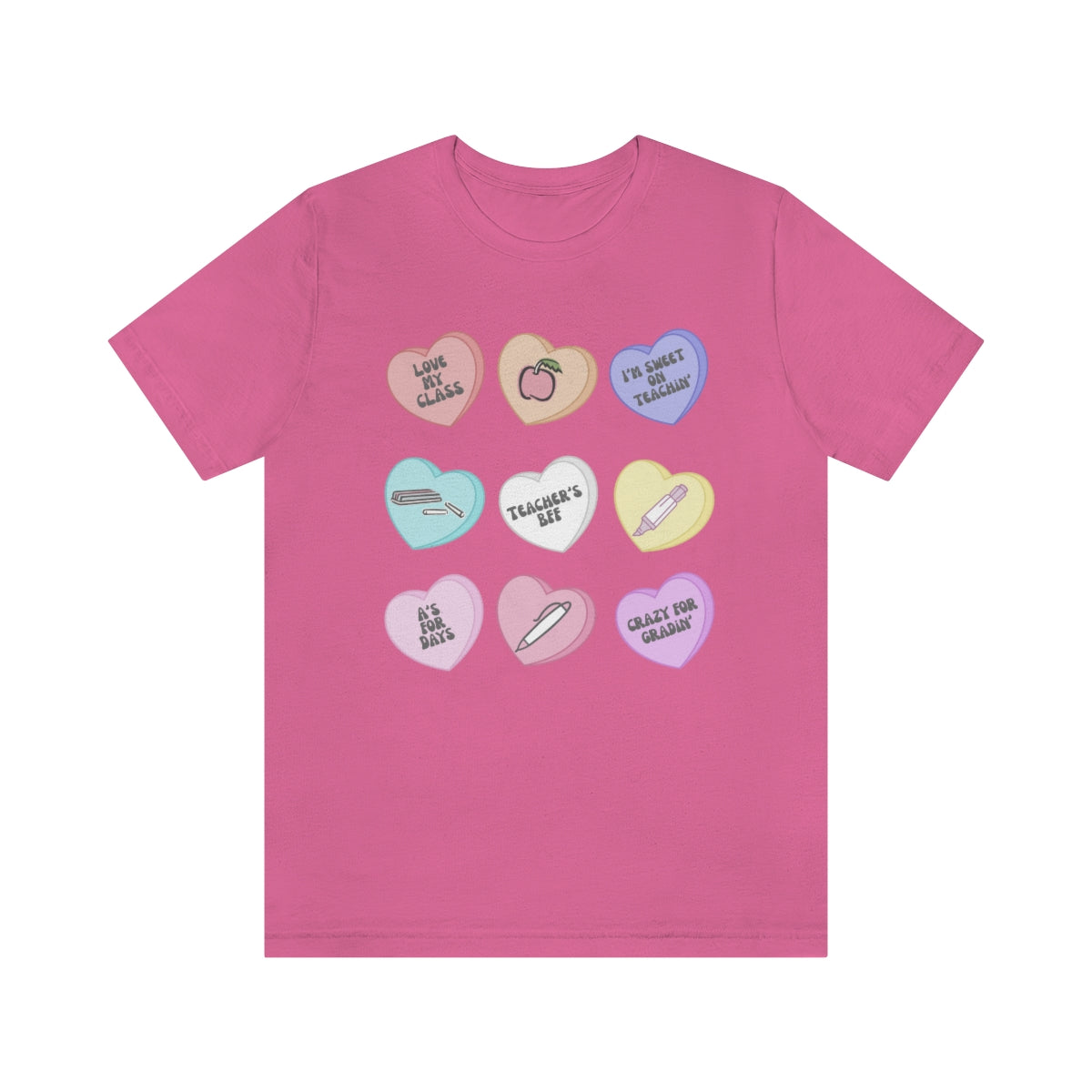 Teacher Conversation Hearts Unisex Jersey Short Sleeve Tee