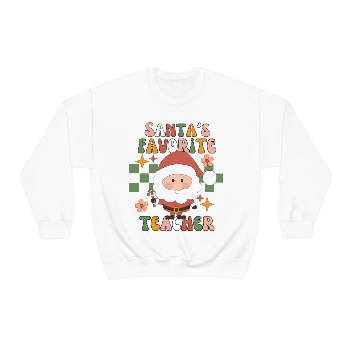 Santa's Favorite Teacher Retro Unisex Heavy Blend™ Crewneck Sweatshirt