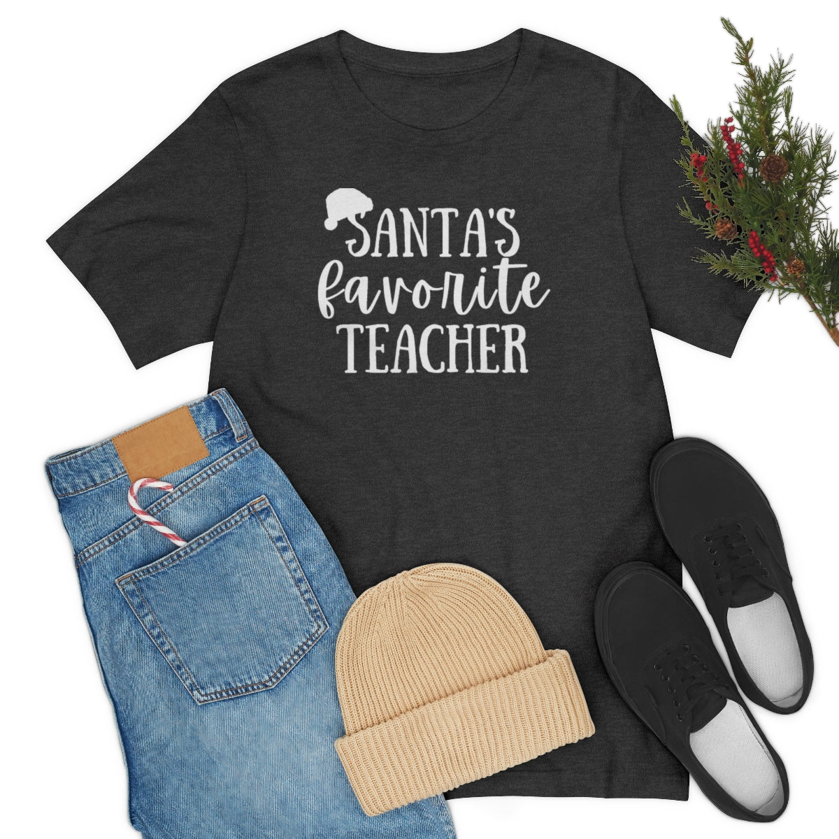 Santa's Favorite Teacher Unisex Jersey Short Sleeve Tee