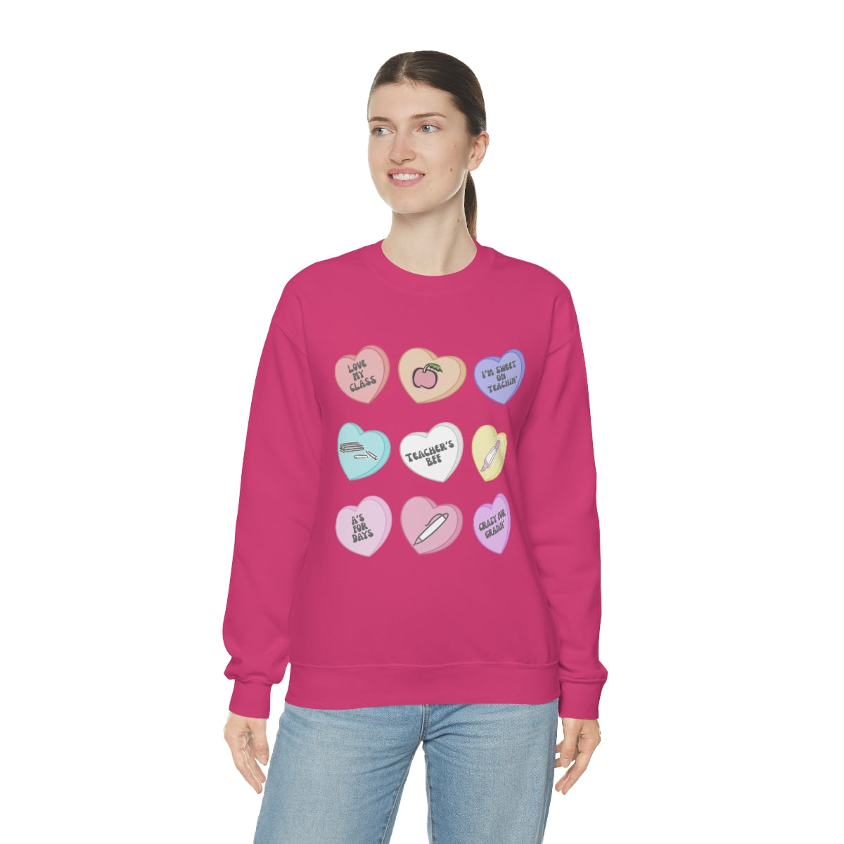 Teacher Conversation Hearts Unisex Heavy Blend™ Crewneck Sweatshirt