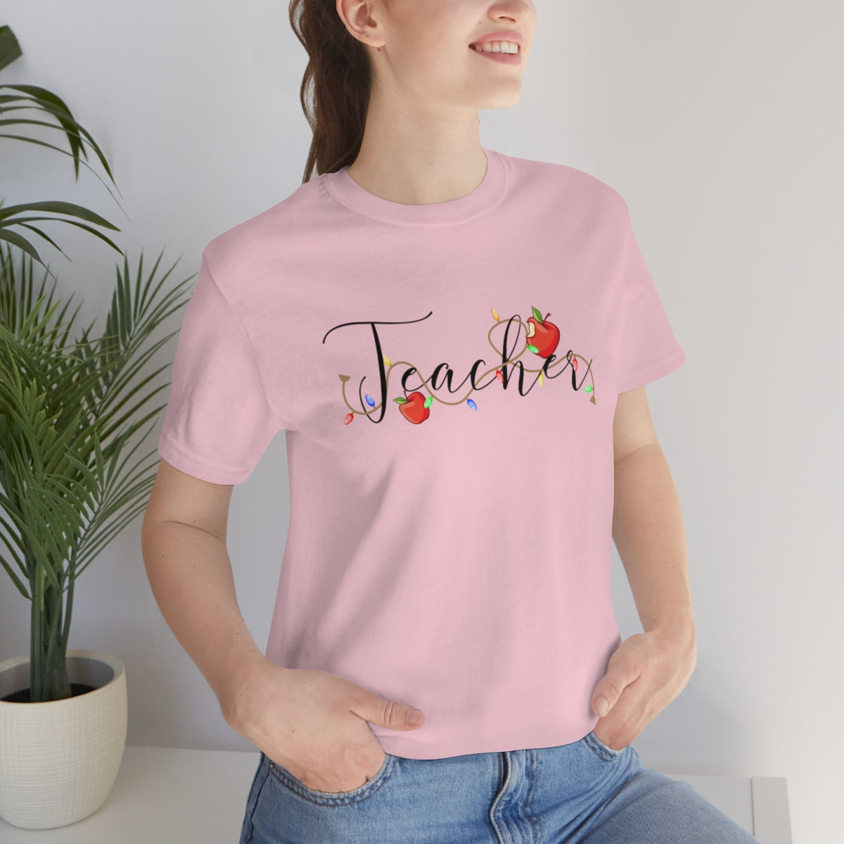 Holiday Lights Teacher Unisex Jersey Short Sleeve Tee