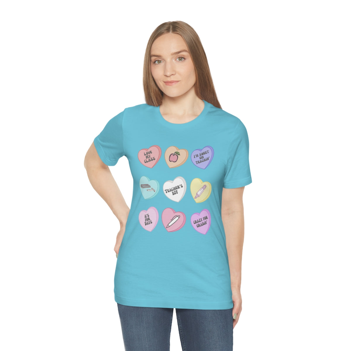 Teacher Conversation Hearts Unisex Jersey Short Sleeve Tee